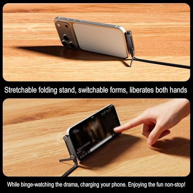 2-in-1 Invisible Holder Charger Cable, 240W Portable Fast Charging Cord with Built-in Phone Stand - DanishHubCar Mobile Holders