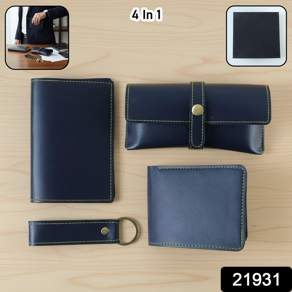 4 In 1 Premium Pu Leather Wallet Gift Set For Men (4 Pc Set) - DanishHubMens Accessories