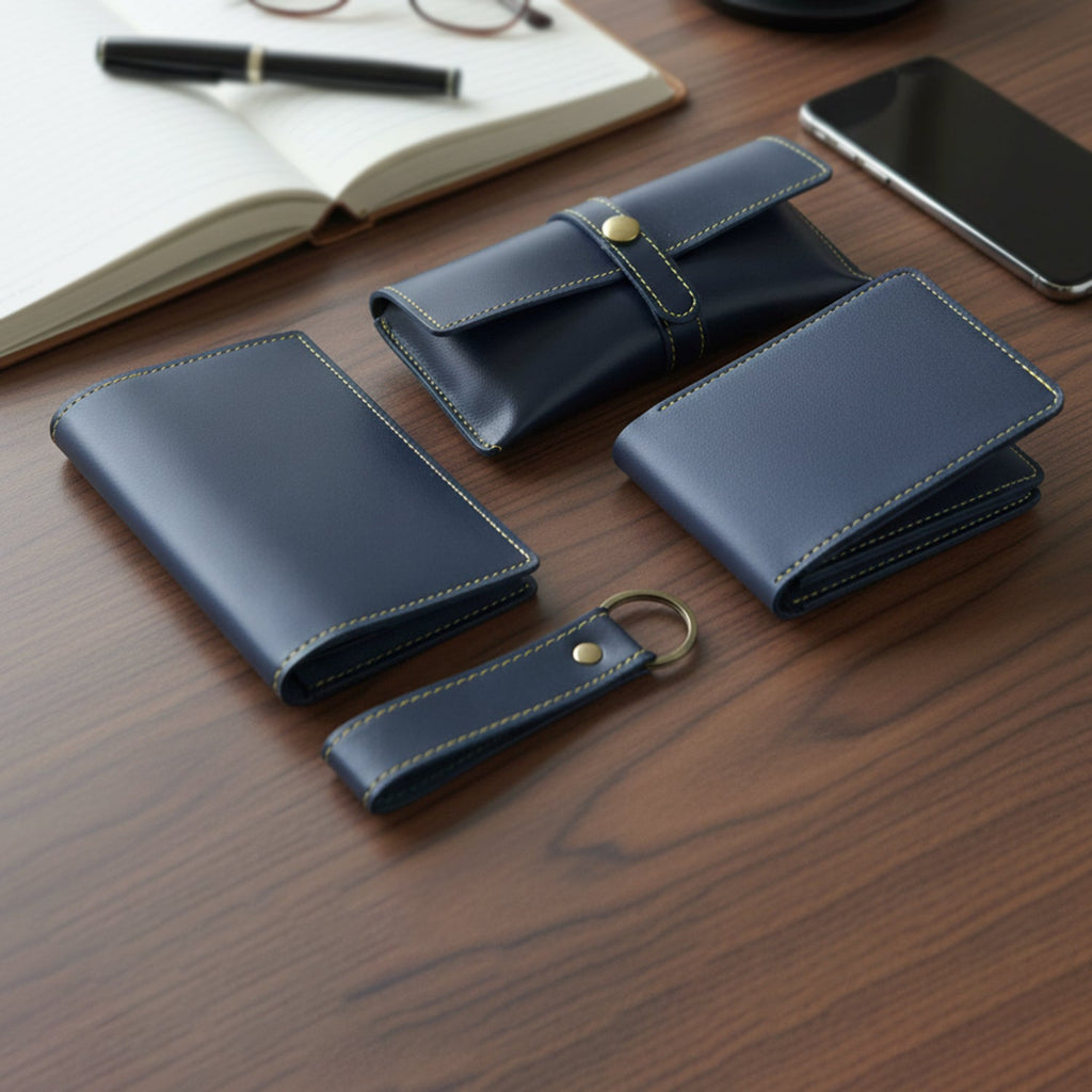 4 In 1 Premium Pu Leather Wallet Gift Set For Men (4 Pc Set) - DanishHubMens Accessories