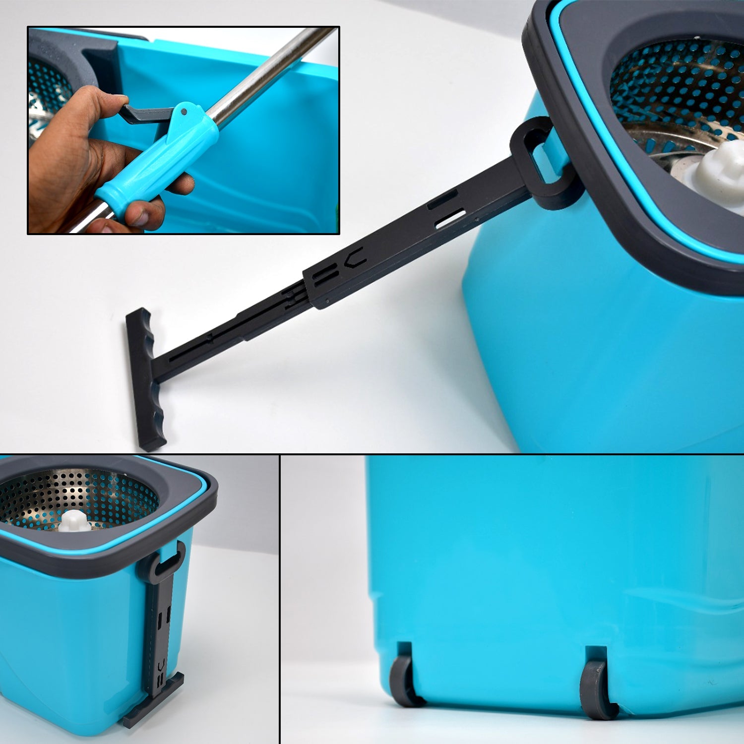 4027 Quick Spin Mop Plastic Spin Bucket Floor Cleaning Easy Wheels Big Bucket Floor Cleaning Mop With Bucket - DanishHub