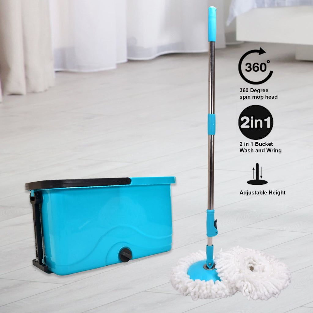 4027 Quick Spin Mop Plastic Spin Bucket Floor Cleaning Easy Wheels Big Bucket Floor Cleaning Mop With Bucket - DanishHub