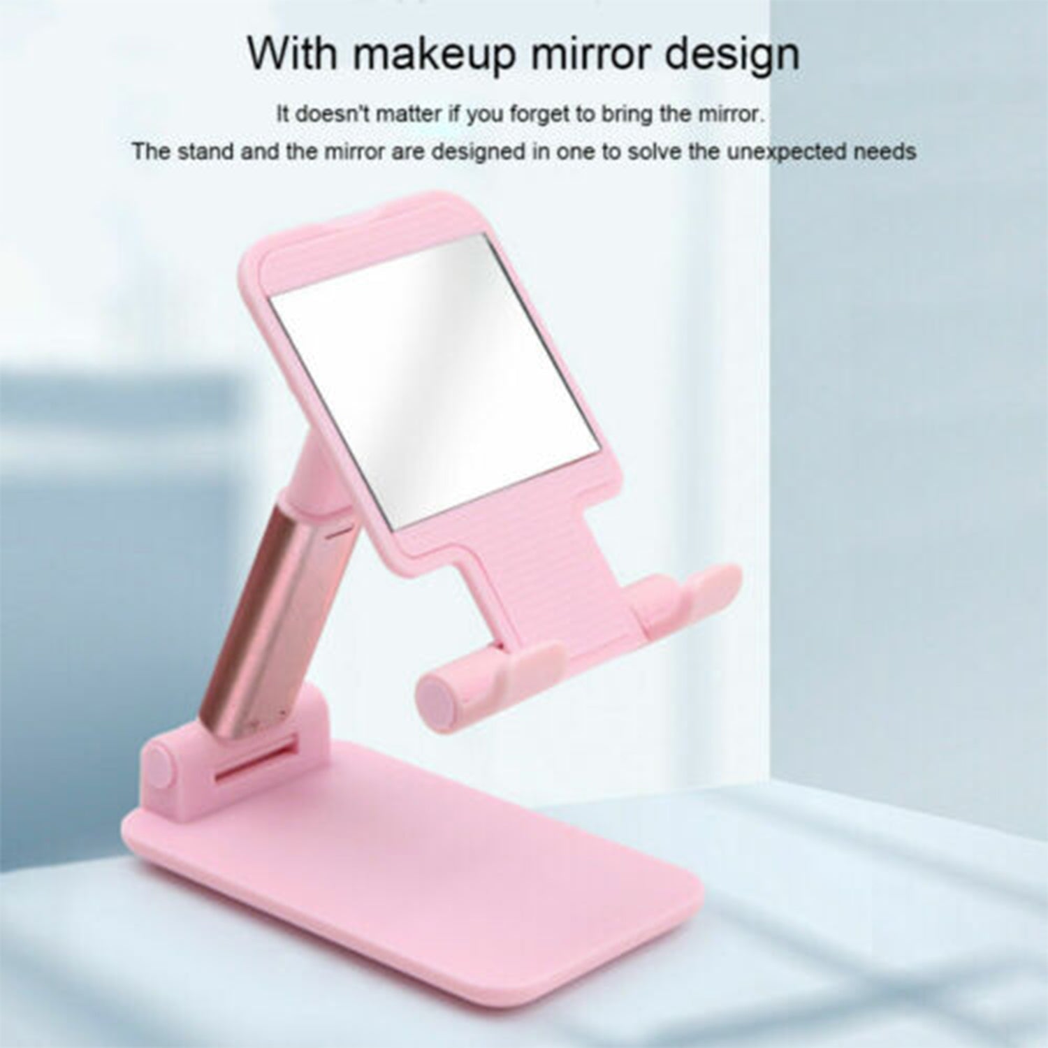 6636 Desktop Cell Phone Stand Phone Holder With Mirror Full 3-way Adjustable Phone Stand For Desk Height + Angles Perfect As Desk Organizers And Accessories. - DanishHub