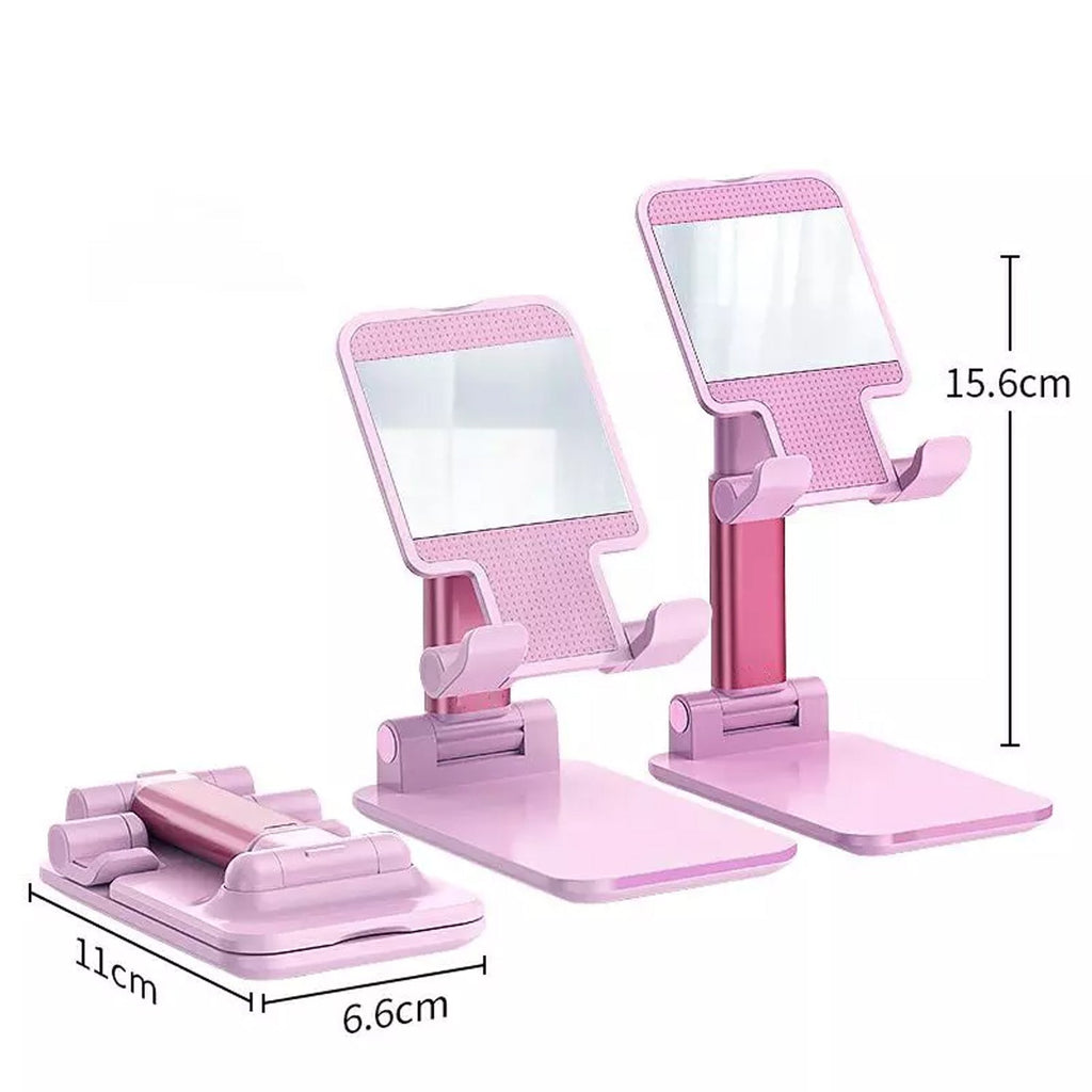 6636 Desktop Cell Phone Stand Phone Holder With Mirror Full 3-way Adjustable Phone Stand For Desk Height + Angles Perfect As Desk Organizers And Accessories. - DanishHub