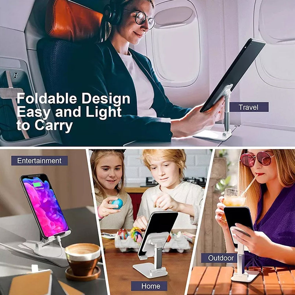 6636 Desktop Cell Phone Stand Phone Holder With Mirror Full 3-way Adjustable Phone Stand For Desk Height + Angles Perfect As Desk Organizers And Accessories. - DanishHub