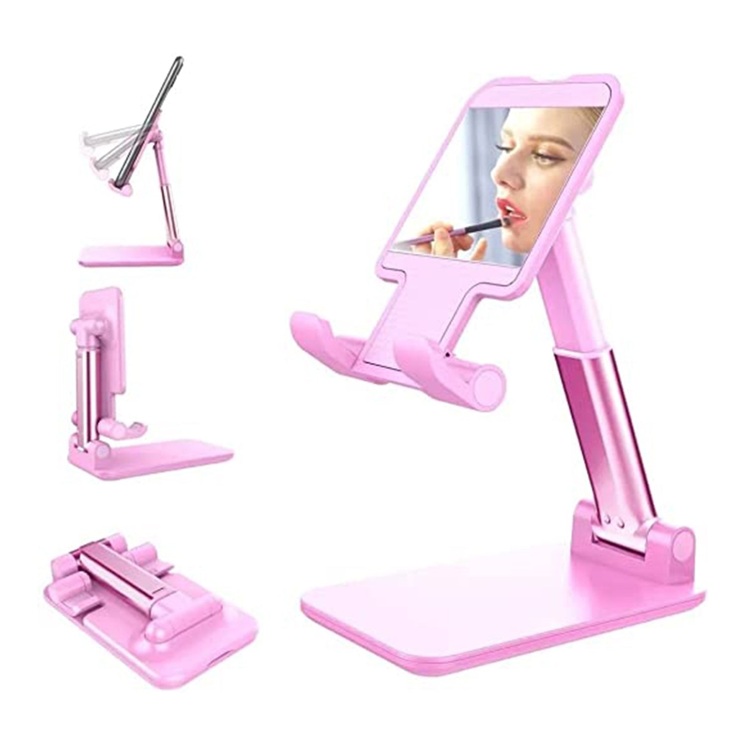 6636 Desktop Cell Phone Stand Phone Holder With Mirror Full 3-way Adjustable Phone Stand For Desk Height + Angles Perfect As Desk Organizers And Accessories. - DanishHub