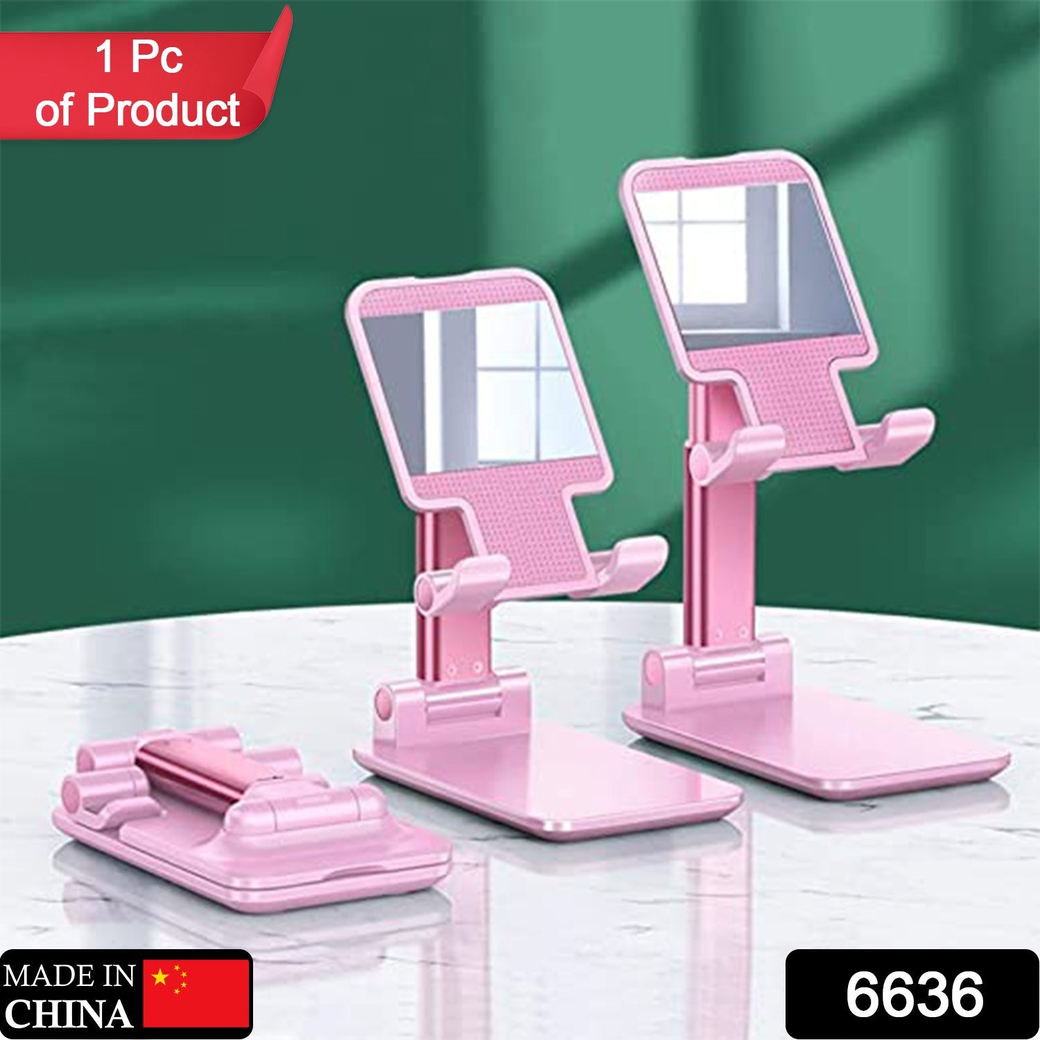6636 Desktop Cell Phone Stand Phone Holder With Mirror Full 3-way Adjustable Phone Stand For Desk Height + Angles Perfect As Desk Organizers And Accessories. - DanishHub