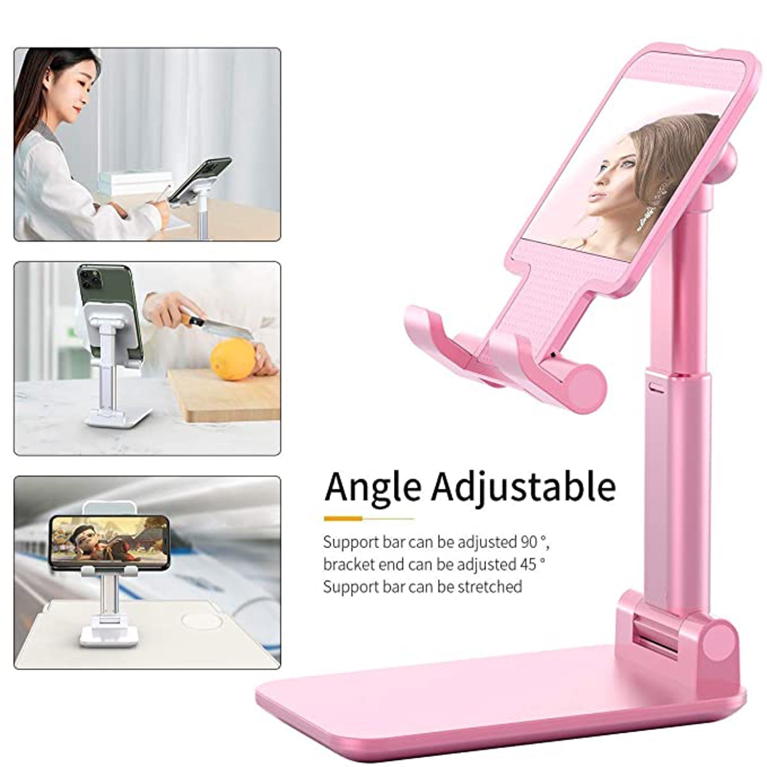 6636 Desktop Cell Phone Stand Phone Holder With Mirror Full 3-way Adjustable Phone Stand For Desk Height + Angles Perfect As Desk Organizers And Accessories. - DanishHub