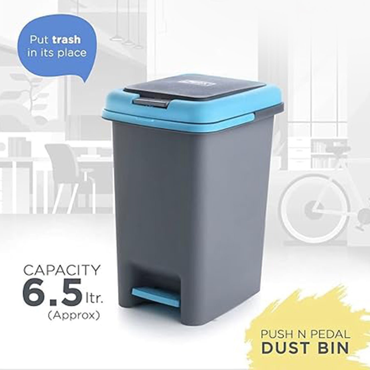 Apex Plastic Push N Pedal Dust Bin Hands-free Operation Compact Design 6.5 Liters (1 Pc Mix Color) - DanishHub