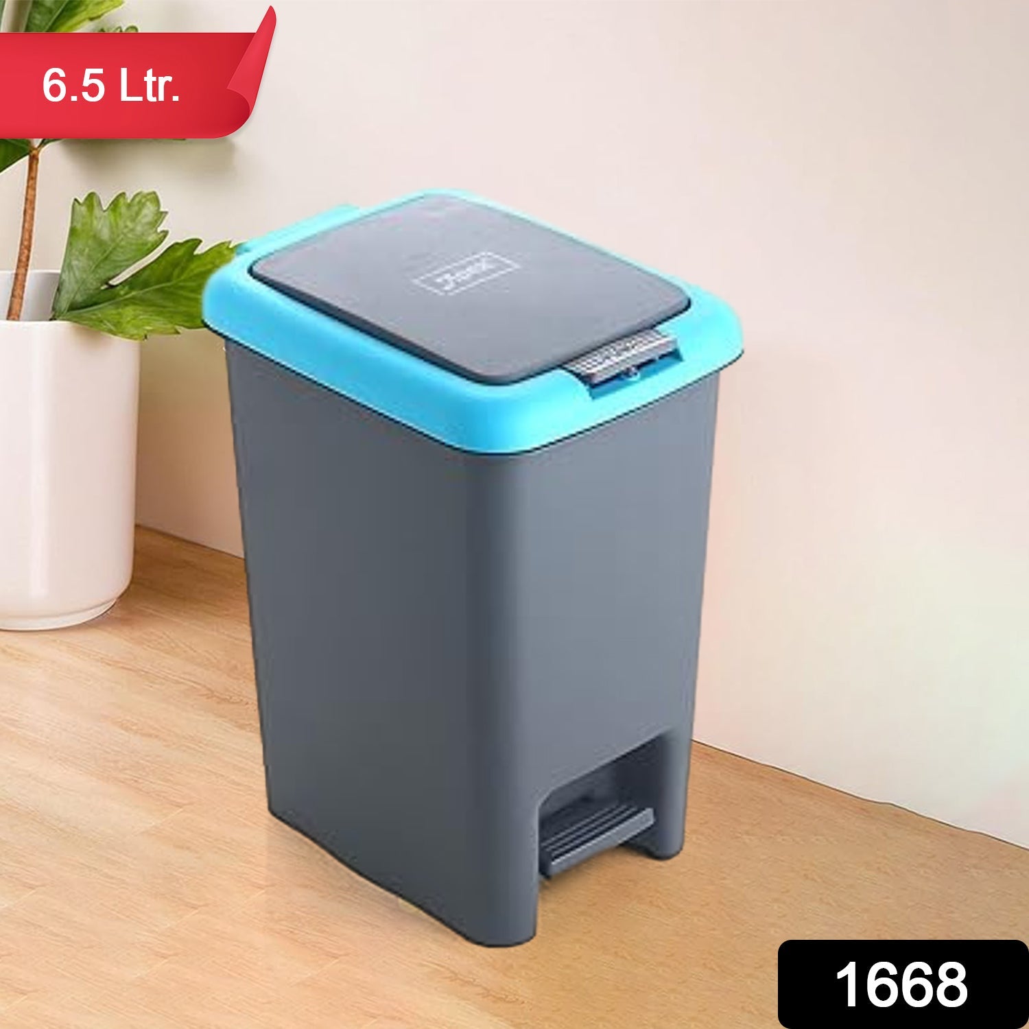 Apex Plastic Push N Pedal Dust Bin Hands-free Operation Compact Design 6.5 Liters (1 Pc Mix Color) - DanishHub