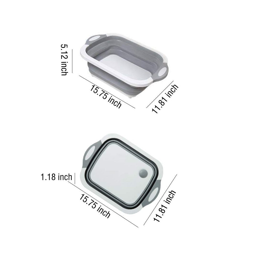(Brown Box) Foldable Chopping Board Dish Rack Washing Bowl Draining Basket 3in1 Multi-function - DanishHub