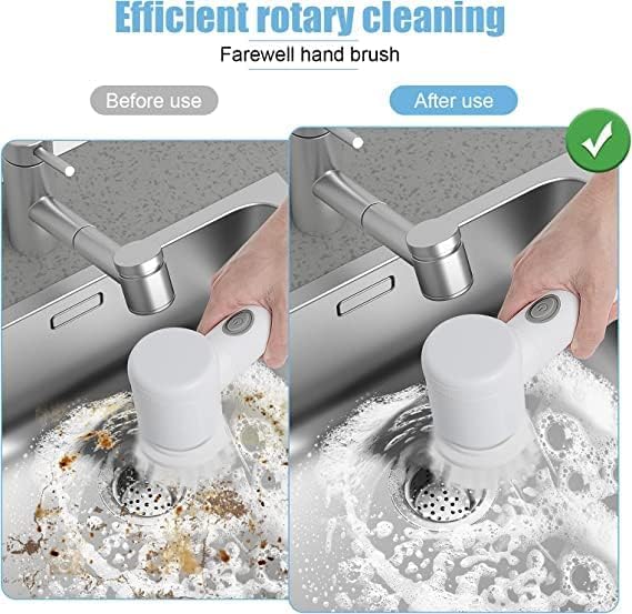Electric Cleaning Brush, Electric Rotary Cleaning Brush with 3 Brush Heads Insulator Polisher Bathroom Shower Tub Kitchen Stove Floor Car - DanishHubBrushes