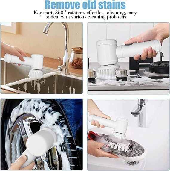 Electric Cleaning Brush, Electric Rotary Cleaning Brush with 3 Brush Heads Insulator Polisher Bathroom Shower Tub Kitchen Stove Floor Car - DanishHubBrushes