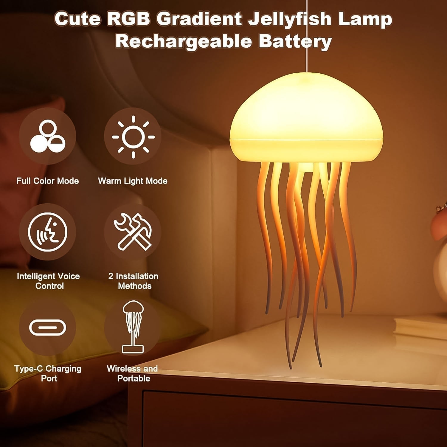 Jellyfish Shape Led Mood Light Lamp (1 Pc) - DanishHub