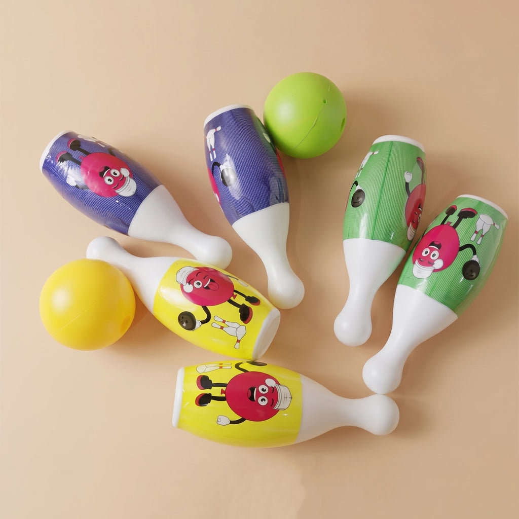 Kids Bowling Set With 6 Colorful Pins And 2 Balls (1 Set) - DanishHub