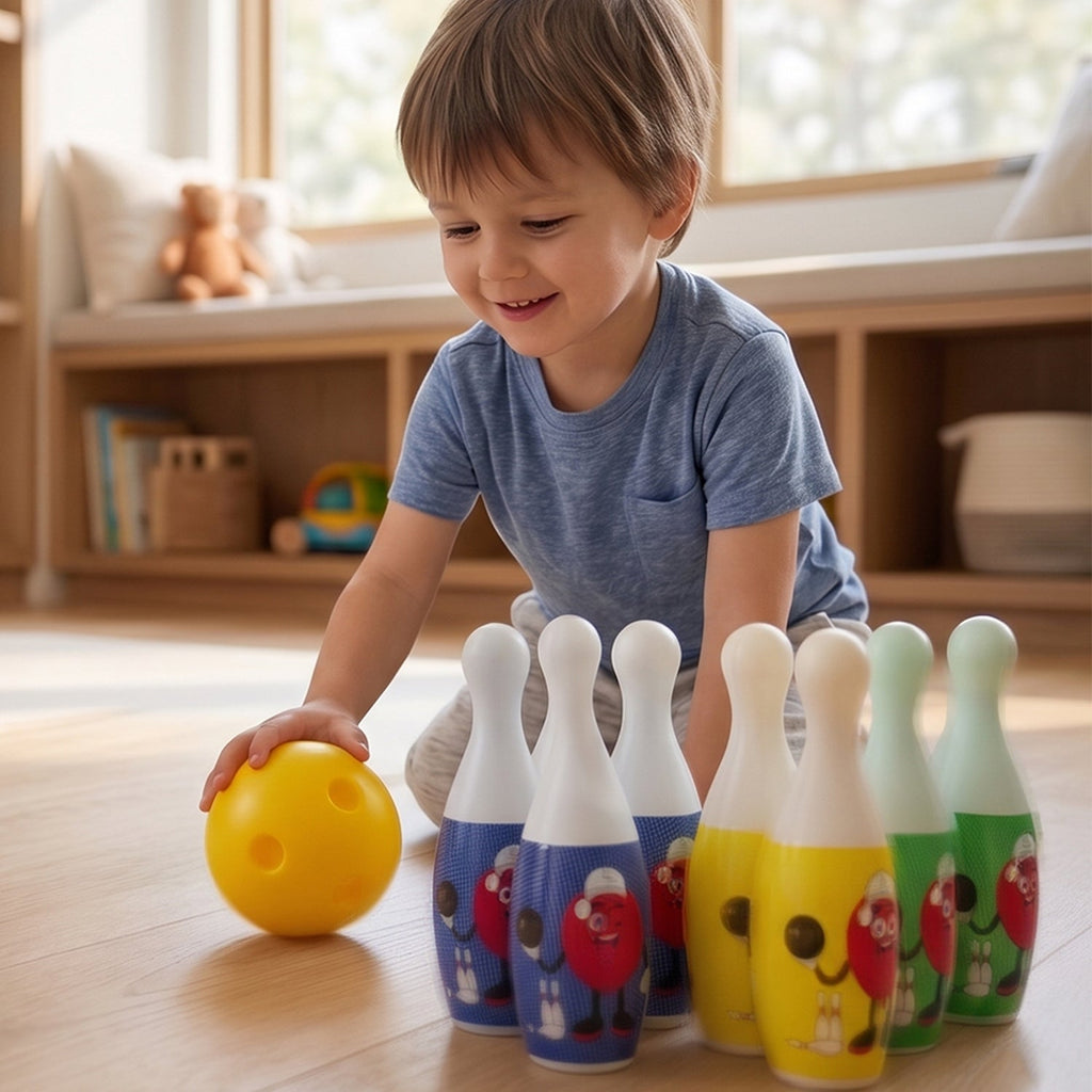 Kids Bowling Set With 6 Colorful Pins And 2 Balls (1 Set) - DanishHub