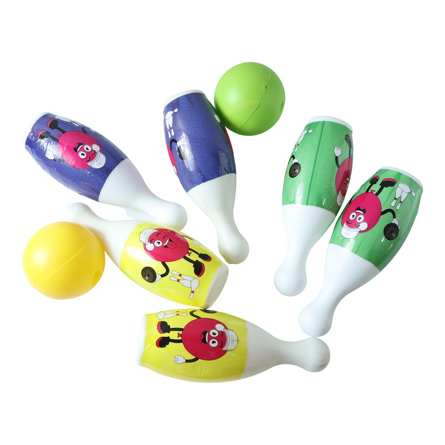 Kids Bowling Set With 6 Colorful Pins And 2 Balls (1 Set) - DanishHub