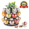 Kitchen Condiment Set 16 Piece | 360° Revolving Spice Rack with Airtight Storage Jars - DanishHubKitchen & Dining