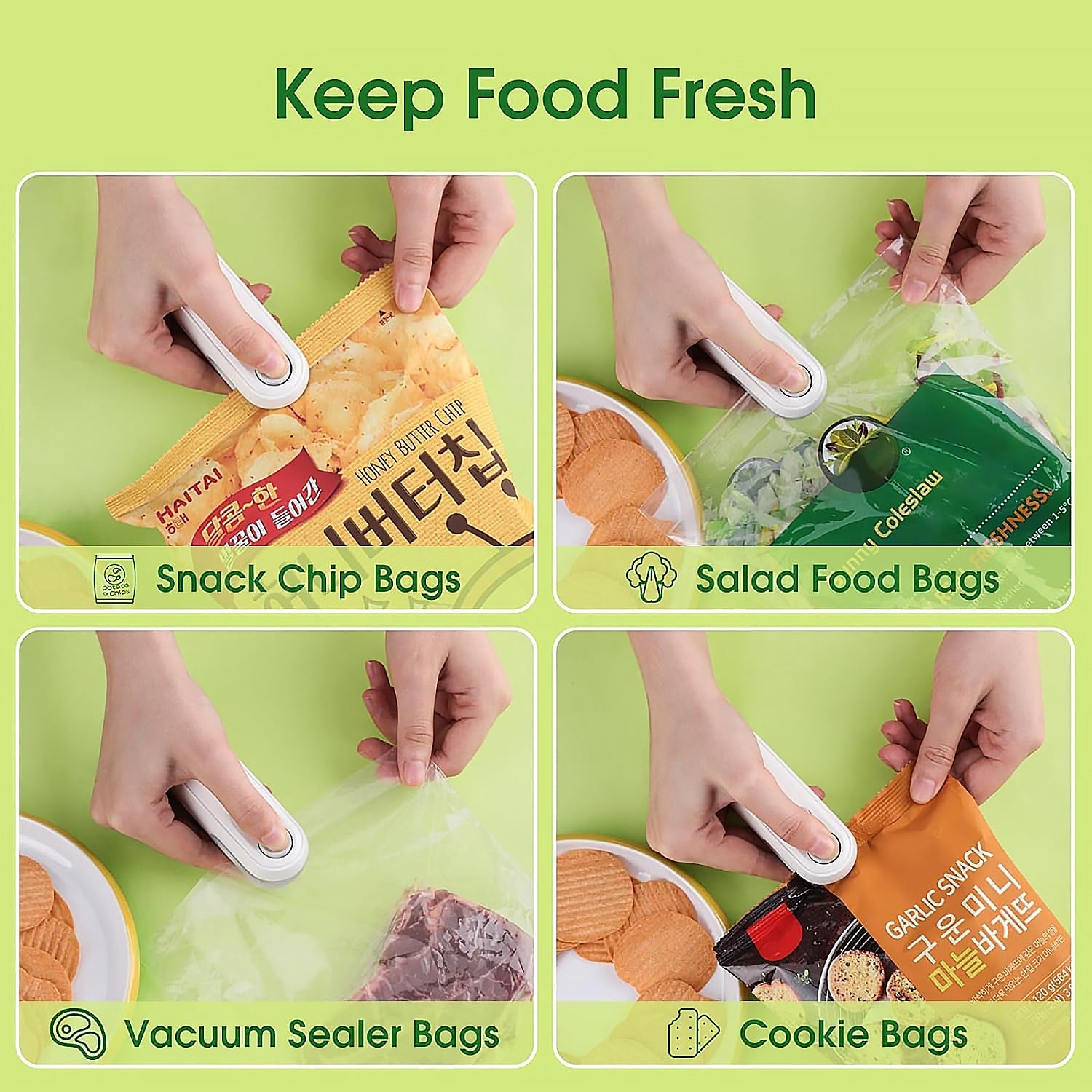 Mini Bag Sealer 2-in-1 Heat Sealer & Cutter | USB Type-C Rechargeable Food Bag Sealing Machine - DanishHub