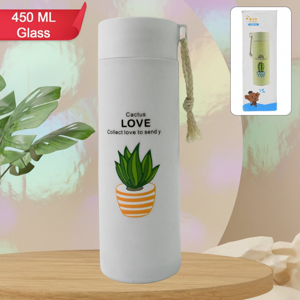 Outdoor Sport Glass Water Bottle Leakproof (450 Ml) - DanishHubFood & Beverages carrier