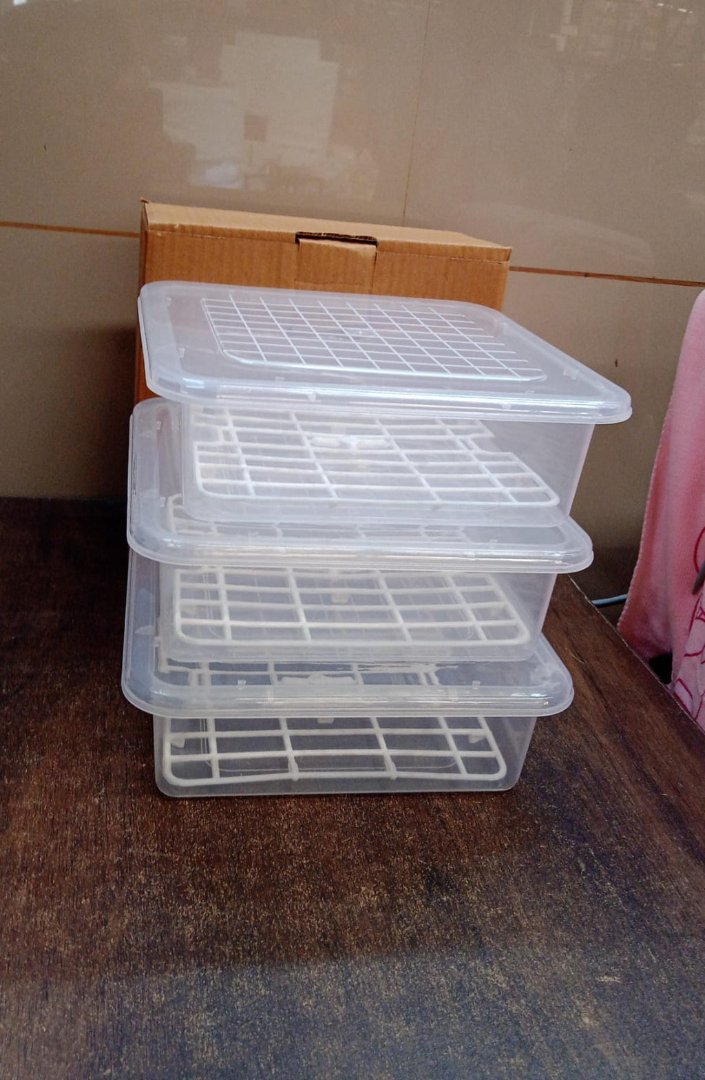 Plastic Food Storage Containers With Removable Drain Tray And Lid (3 Pcs Set) - DanishHub