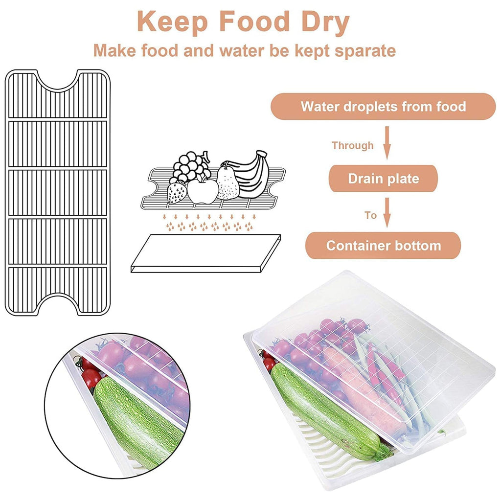 Plastic Food Storage Containers With Removable Drain Tray And Lid (3 Pcs Set) - DanishHub