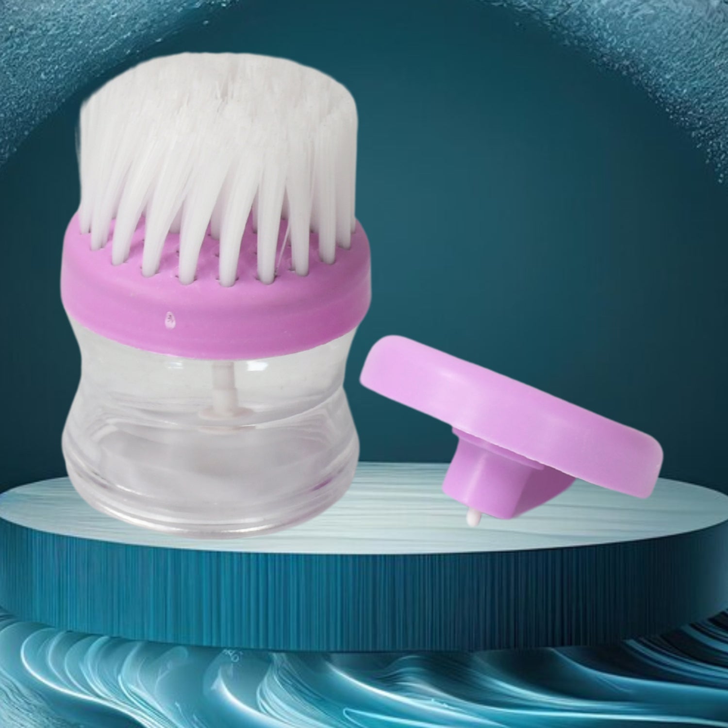 Plastic Wash Basin Brush Cleaner With Liquid Soap Dispenser (Multicolour) - DanishHub