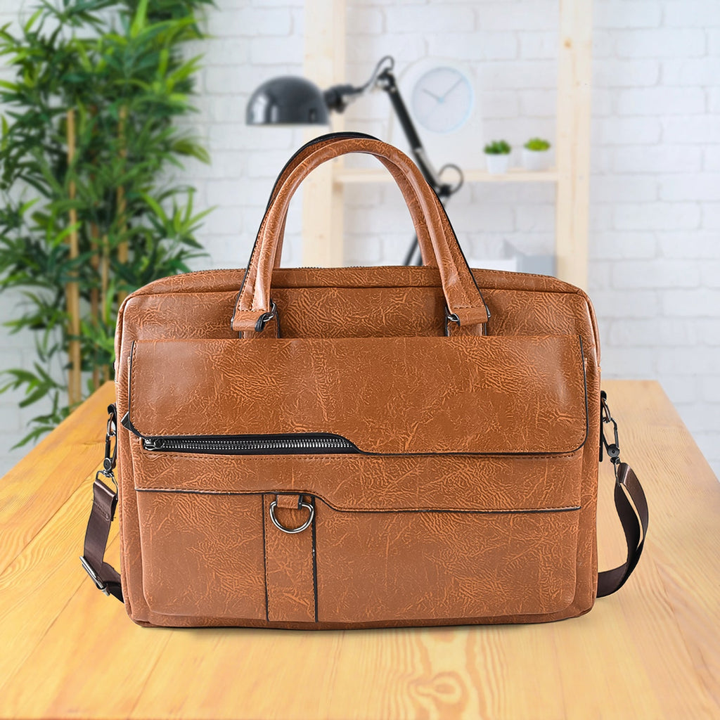 Premium Faux Leather Multipurpose Messenger Briefcase With Shoulder Strap (1 Pc) - DanishHub