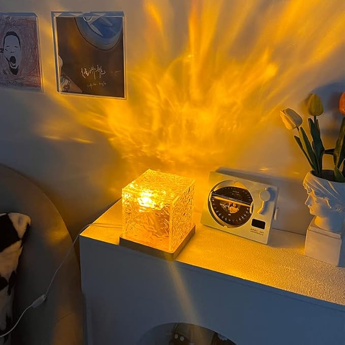 Wave Lamp, Wave Light Cube, Aurora Glow Lamp Crystal Night Light, Romantic Lamp for Room Decor, LED Wave Lights, Room Decor for Kids - DanishHubNight Lights