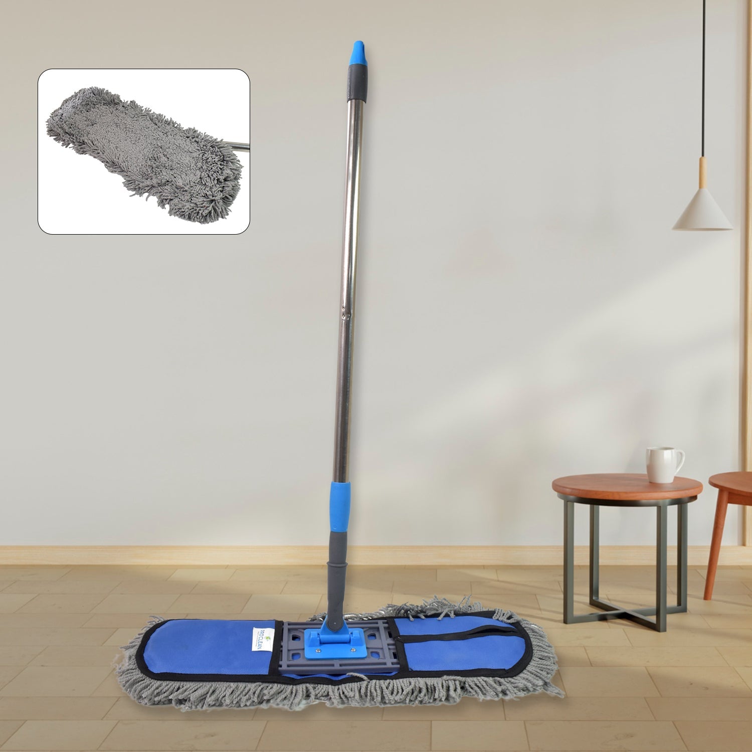 Wet And Dry Cotton Pad Floor Mop With Long Aluminium Handle (1 Pc Large) - DanishHub